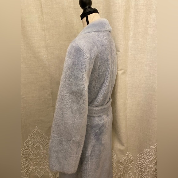 Yves Salomon belted blue shearling fur coat - Picture 11 of 12